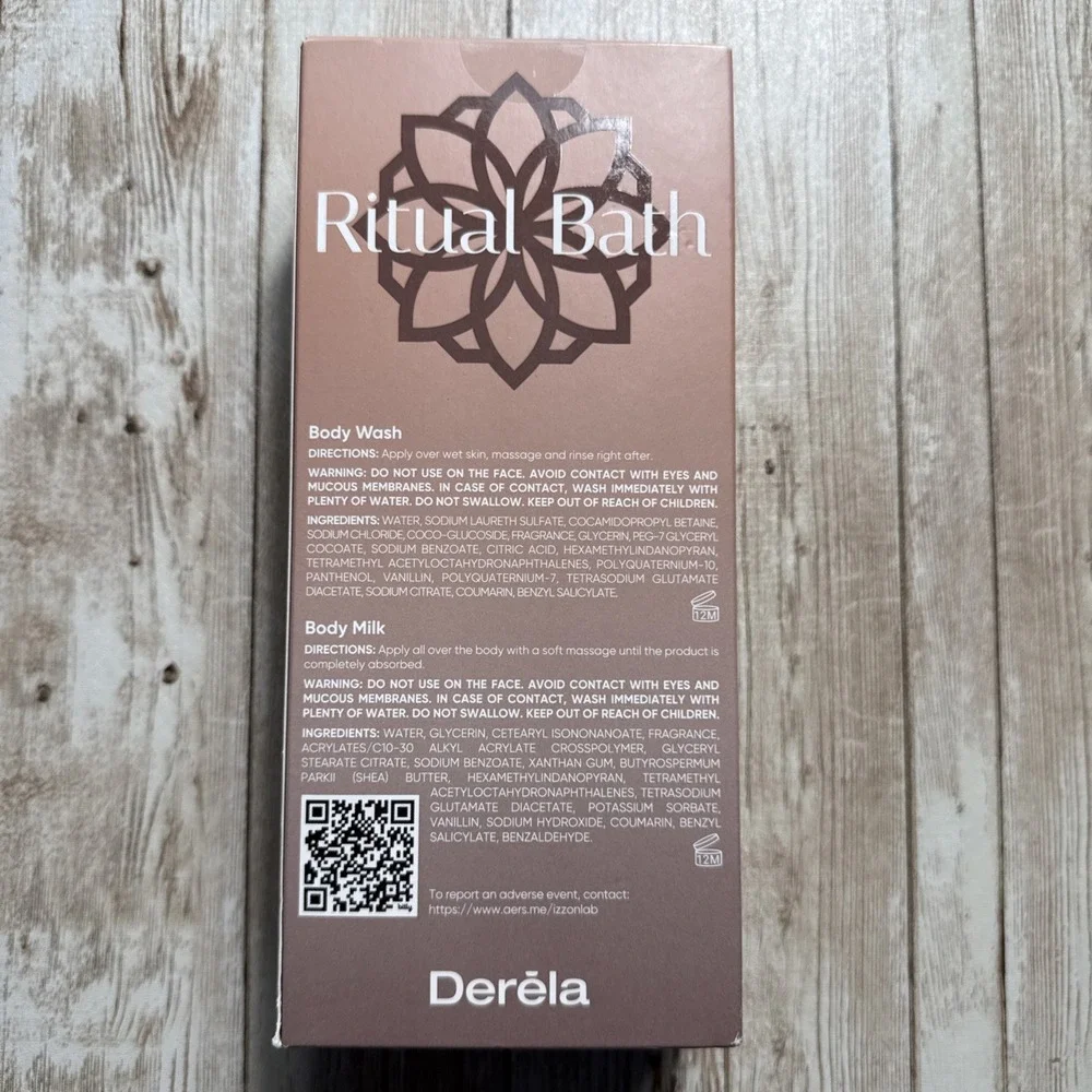 NEW Derela Ritual Bath &‎ Body Set Body Wash & Body Milk Made in Spain